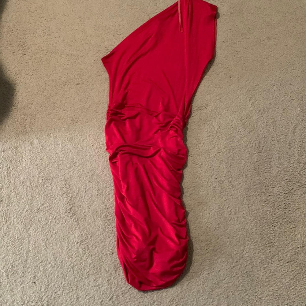 Red one shoulder fancy dress